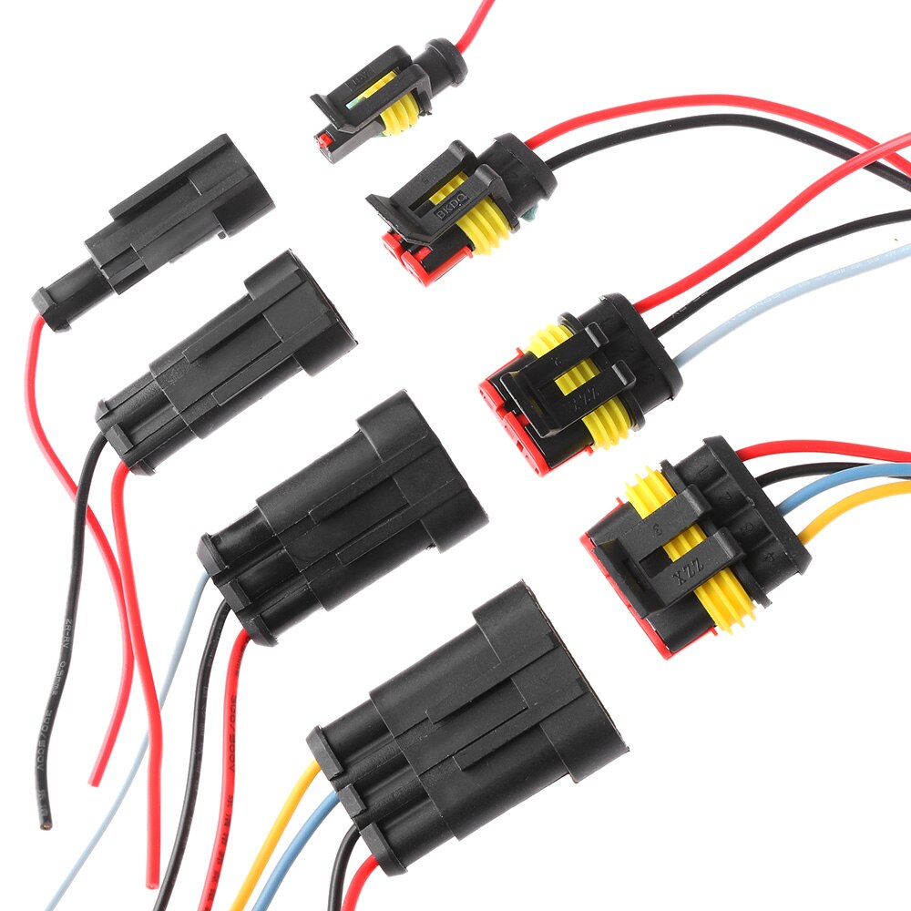 1 Juego de conectores eléctricos impermeables para coche, con cable automotriz, 1/2/3/4/5/6P, juego sellado de enchufe HID, accesorios para automóviles