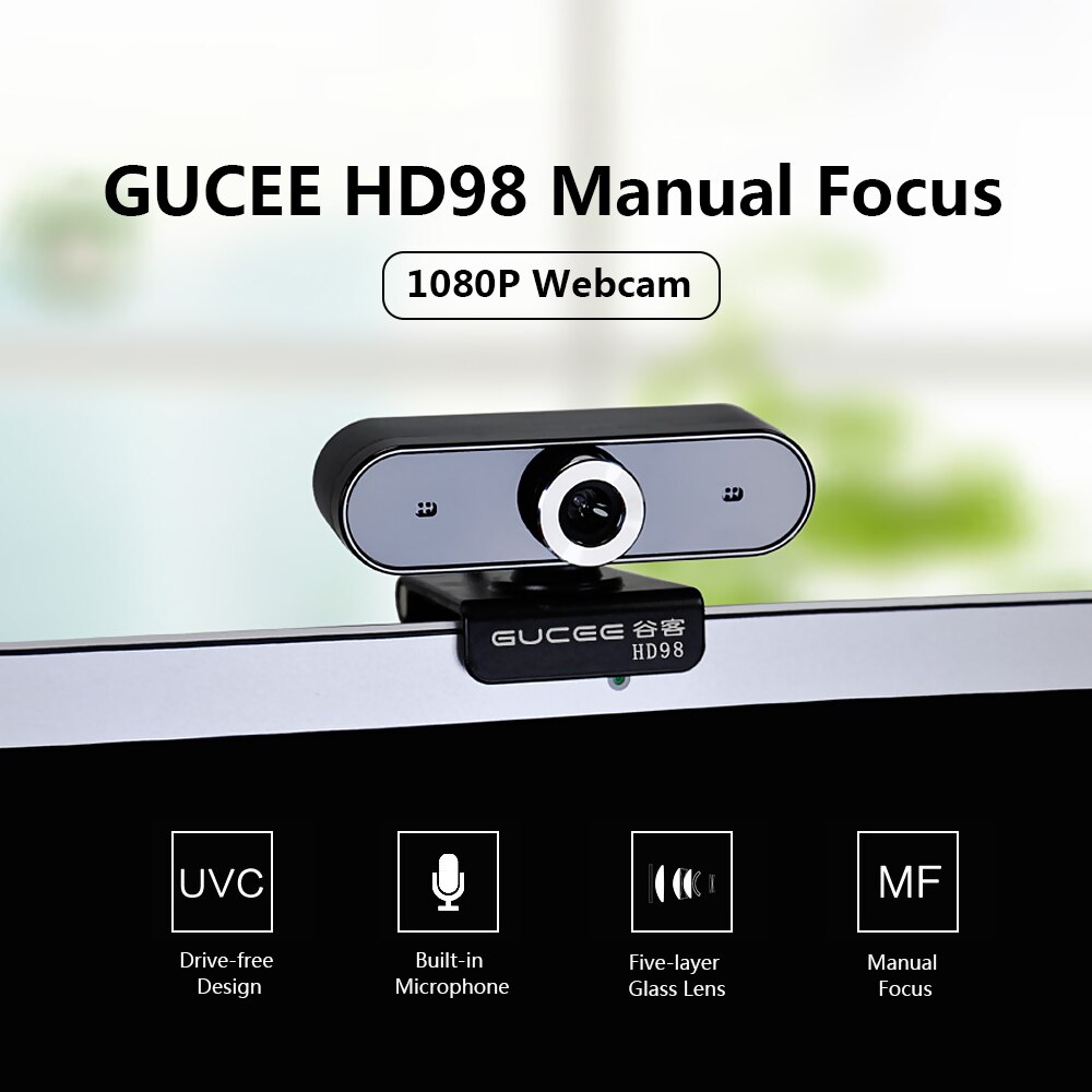 Webcam GUCEE 1080P Webcam messa a fuoco automatica videocamera per Computer videocamera web con microfono videocamera senza unità per conferenze Online per Laptop