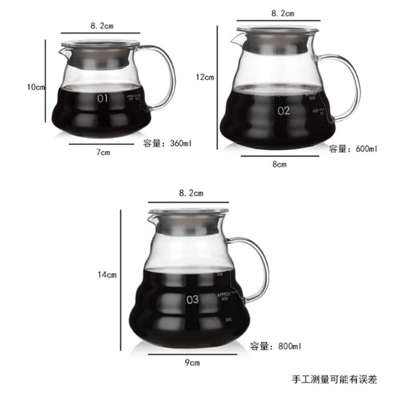 glass cloud pot hand brew coffee pot set drip coffee filter cup sharing pot turkish coffee pot milk jug: 800ml