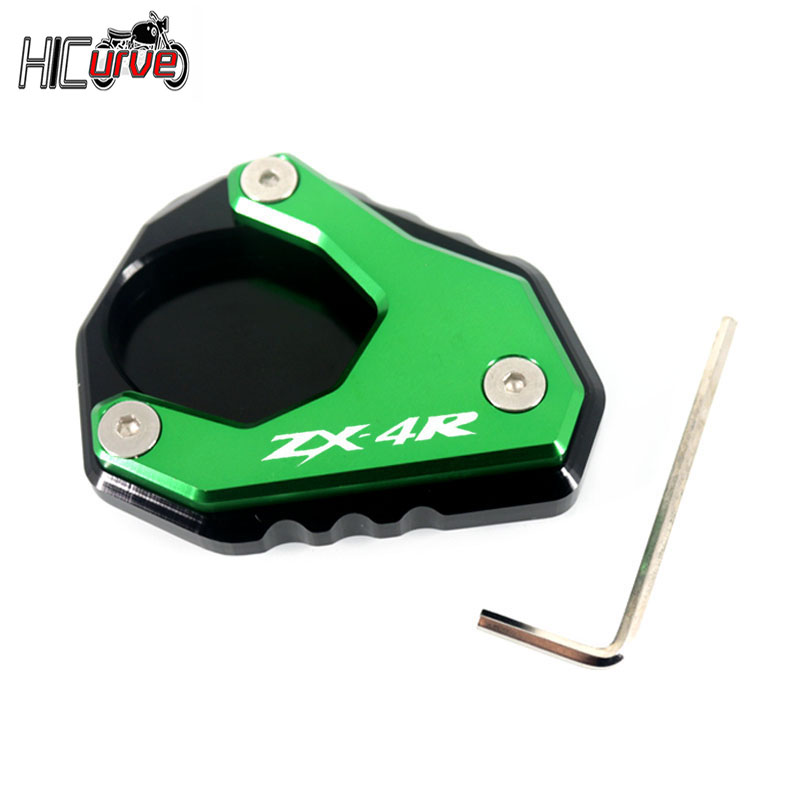 Motorfiets Kickstand Voet Zijstandaard Extension Pad Ondersteuning Plaat Vergroten Fit Voor ZX-4R ZX-4RR ZX4R ZX4RR ZX 4R 4RR 2023 2024: legergroen