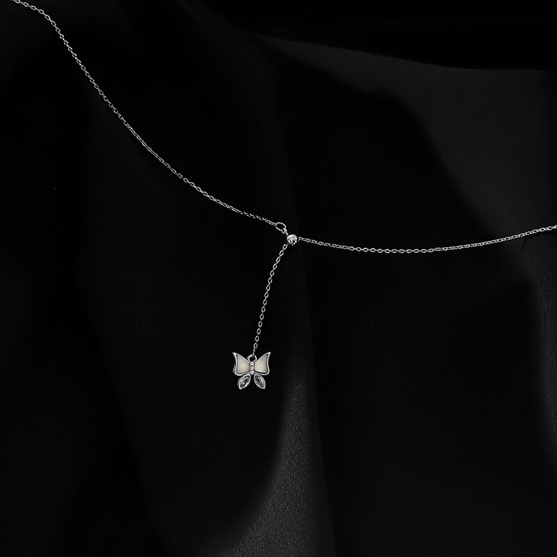 Anenjery delicate natuurlijke schelp vlinder ketting voor vrouwen kwast ketting hanger sleutelbeen ketting verstelbaar s -n655