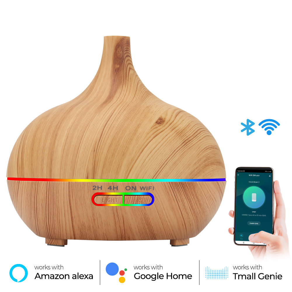 WiFi smart 550ML Elektrische Geurverspreider Essentiële Olie Diffuser Luchtbevochtiger Ultrasone Afstandsbediening Mist Maker Thuis: Onderglazuur Rood / AU