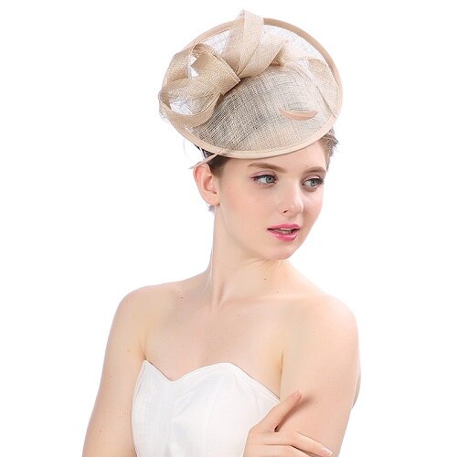 Tocados Sombreros para mujer Beige y negro, tocado de sombrero de boda, tocado de sombrero, tocado de malla para boda, accesorios nupciales: Champán