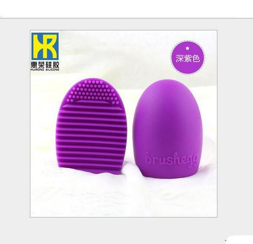 Makeup Silicone Brush Cleaner Glove Egg Scrubber Cosmetic Cleaning Board Pad Cute Silicone Washing Makeup Brush Cleaning Tools: Regular Deep Purple