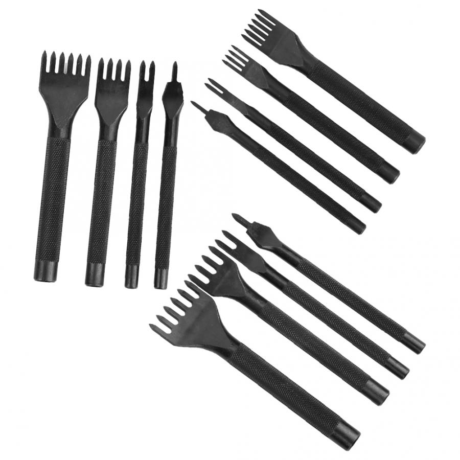 4 st stift mejsel kit läder hantverk pysselverktyg svart galvanisering läder hantverk mejsel