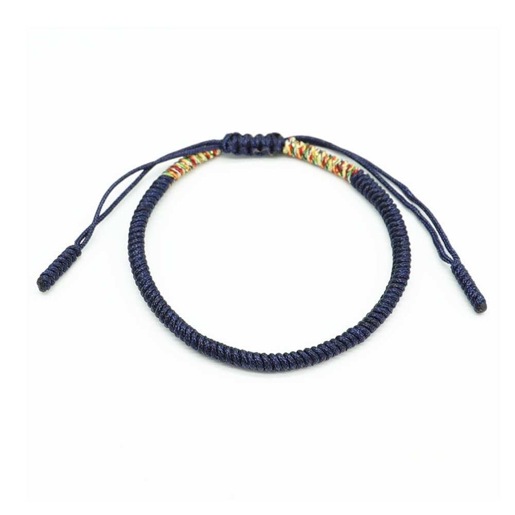 Pulsera budista hecha a mano de la suerte con lazo, el mejor tibetano, joyería para mujer, , 1 unidad, pulsera de hilo rojo de: Navy Blue
