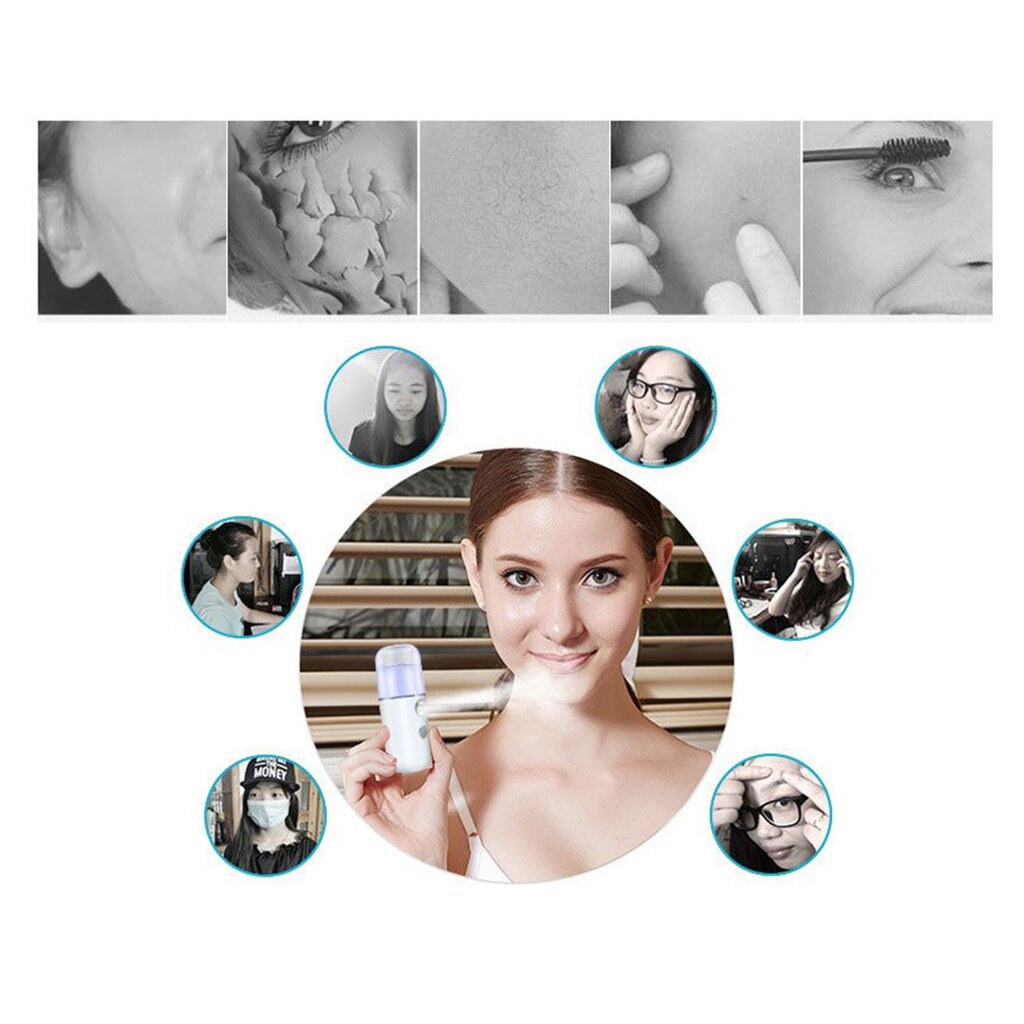Portable USB Nano Mist Sprayer for Disinfecting & Face Hydration Beauty Device Nano Handy Mist Spray Facial Steamer Sprayer