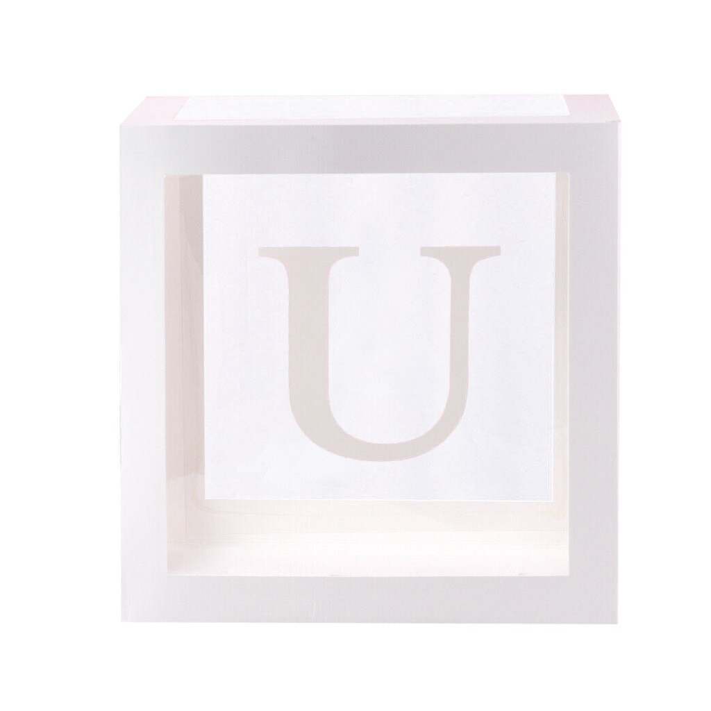 Lettre A-Z Cube Transparent coffrets enfant anniversaire bébé douche fête décoration emballage buffalo plaid emballage boîte: U