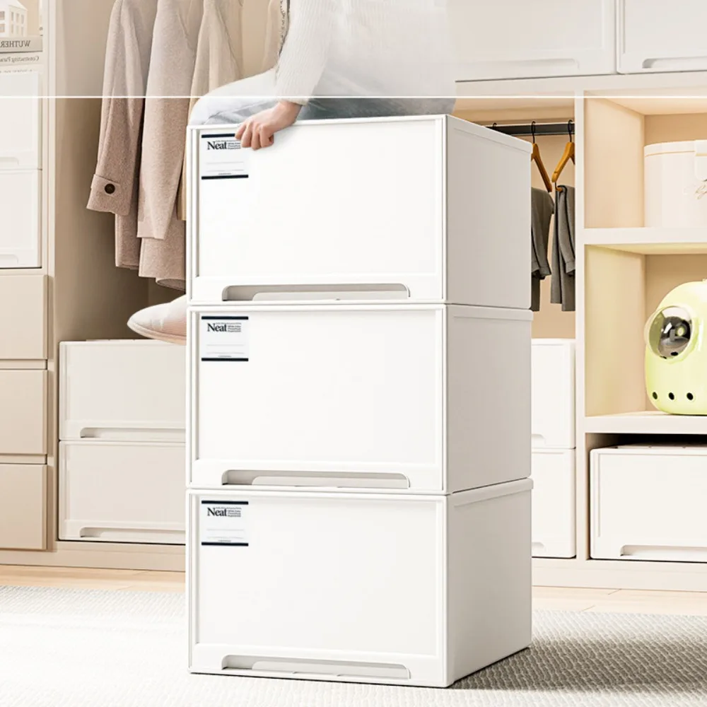 Kleiderschrank-Aufbewahrungsbox, transparente Nachttisch-Kleiderbox mit Deckel, Haushaltsverdickung, Schubladen-Stil, stapelbarer Behälter zum Organisieren