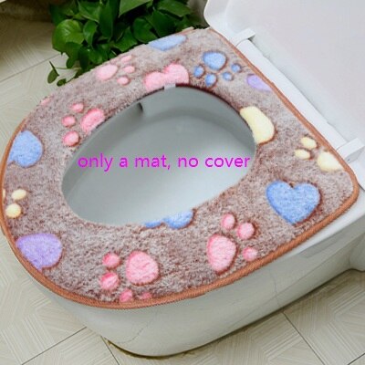 Ensemble de housse de siège de toilette en velours, épais, doux, couleur arc-en-ciel, fermeture éclair, housse de pot de toilette chaude et imperméable SWZ030: coffee 1 piece set