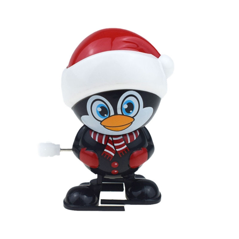 Colorful Mini Jumping Wind-up Toy Cute Penguin Snowman Santa Bear Shaped Fine ABS Party Supplies Easy Sleeping Tool: Q version penguin