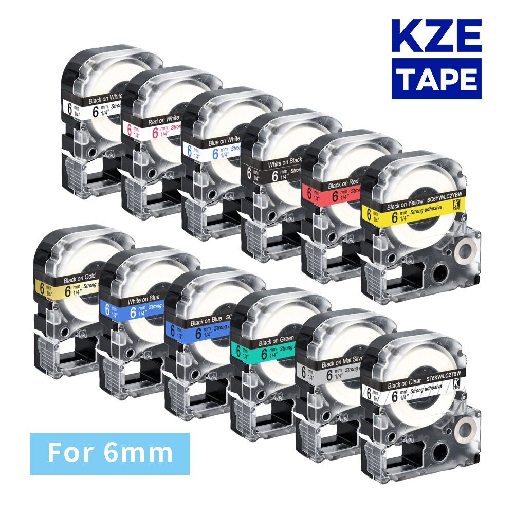 6mm 1pcs Multicolor SS6KW SC6YW SC6RW SD6K ST6KW Label Tapes for Epson Label Printer for KingJim label maker LW-300 LW400