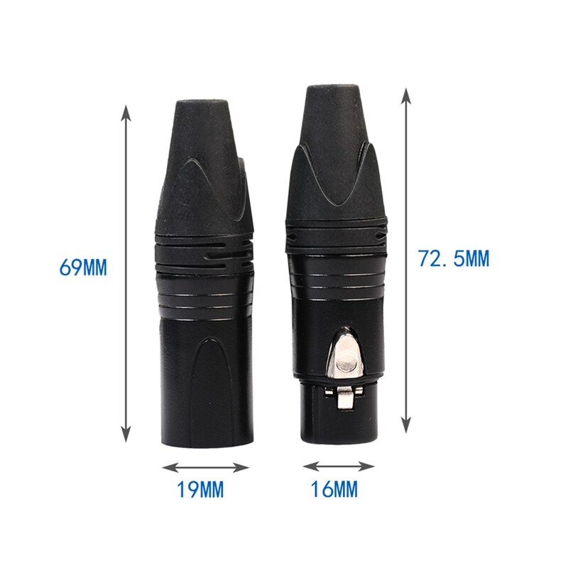 Conector de clavija de serpiente XLR de 3 pines, Conector de enchufe hembra y macho para micrófono, Conector de clavija chapado en oro XLR, 10 Uds.