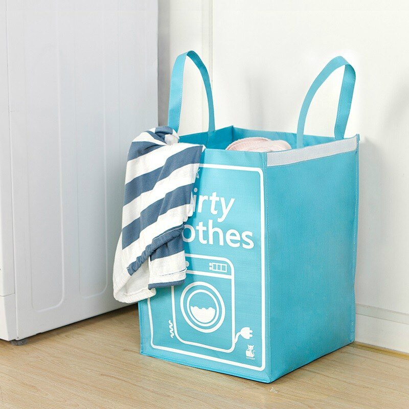 Große Quadrat Gewebt Wäsche Korb Korb Baby Abschluss Kleidung Spielzeug Faltbare Stoff Lagerung Taschen Griff Schlecht Waschen Organizer