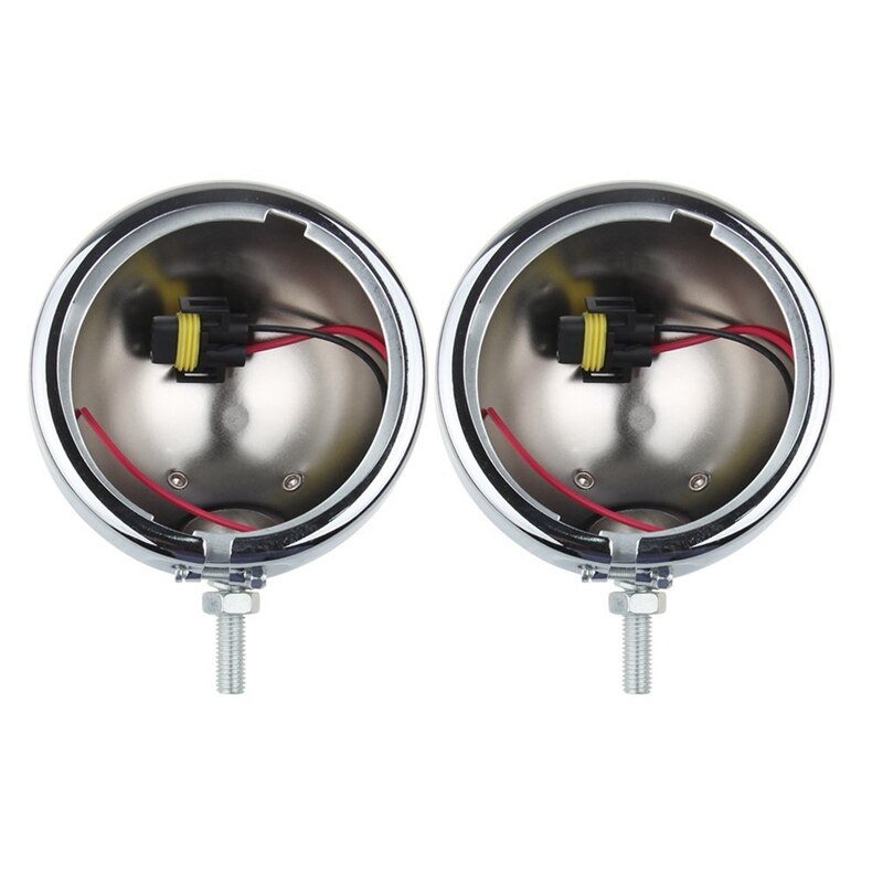 Chrome Parts 4-1/2" Motorsiklet LED Auxiliary Fog Passing Light With 4.5" Housing Bucket For Harley electra glide Bad Boy: Chrome Housing