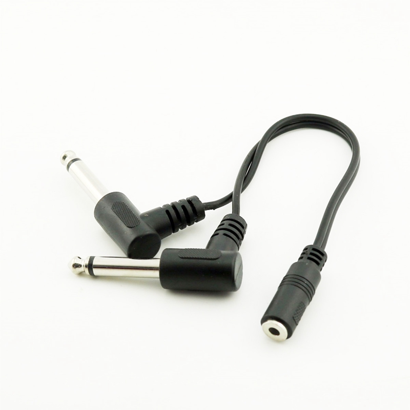 3.5 Mm Mini 1/8 Inch Trs Stereo Vrouwelijke Jack Naar Dual 1/4 6.35 Mm Mannelijke Plug Mono Ts Haakse audio Adapter Y Splitter Kabel