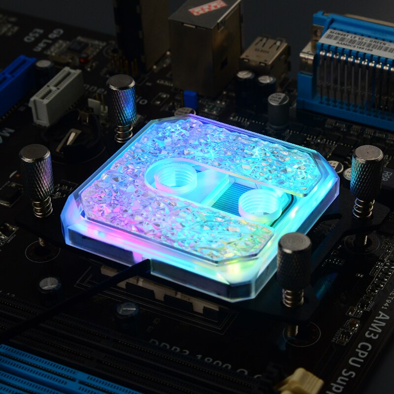 Syscooling Ice Crystal Cpu Water Blok Met 5V Rgb G1/4 Draad Voor Amd Ryzen AM4 Socket