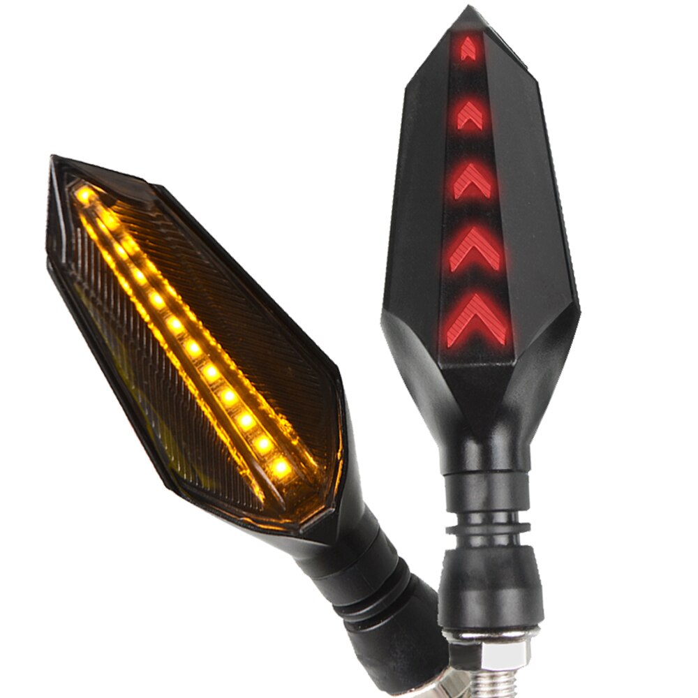 Luces LED universales de 12v para dirección de motocicleta Luz de señal de giro para motocicleta, luces indicadoras de Motor, estilismo de flecha para motocicleta: 1 pair yellow red