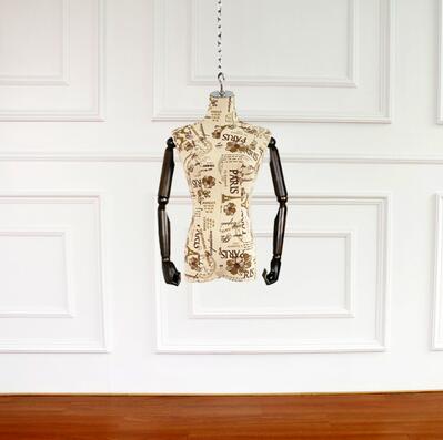 4style Female wood hand mannequin body cloth model props hanging half-length wedding Stainless steel hook display 1pc D349: 3