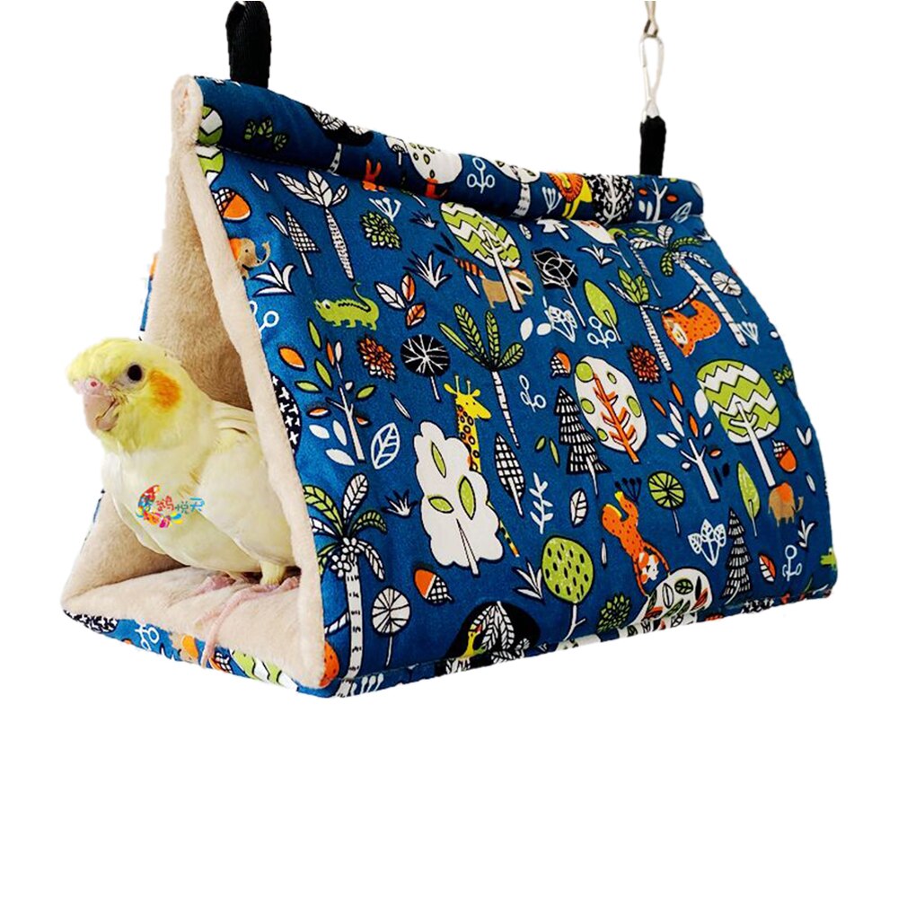 Plush Bird Hanging Cave Cage Parrot Nest Hammock Hanging Cage Warm Winter Birds Cage Bed Toys Hamster House: 2 / L