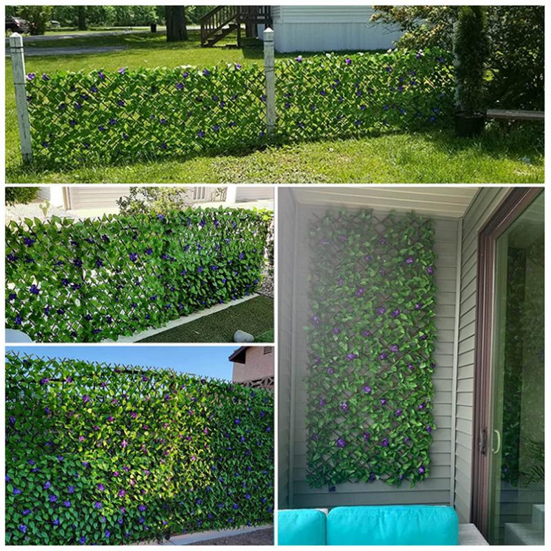 Retractable Artificial Garden Fence Expandable Wood Vines Privacy Fence Rattan Wall Hanging Creeper Ivy Plant Decoration