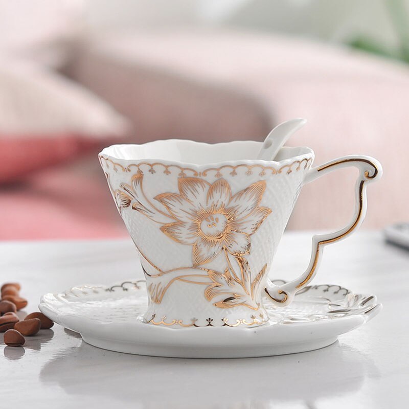 Tazas y platillos de cerámica, café Continental, té y café de Color sólido, juego de tazas de té de la tarde en inglés: Style 4