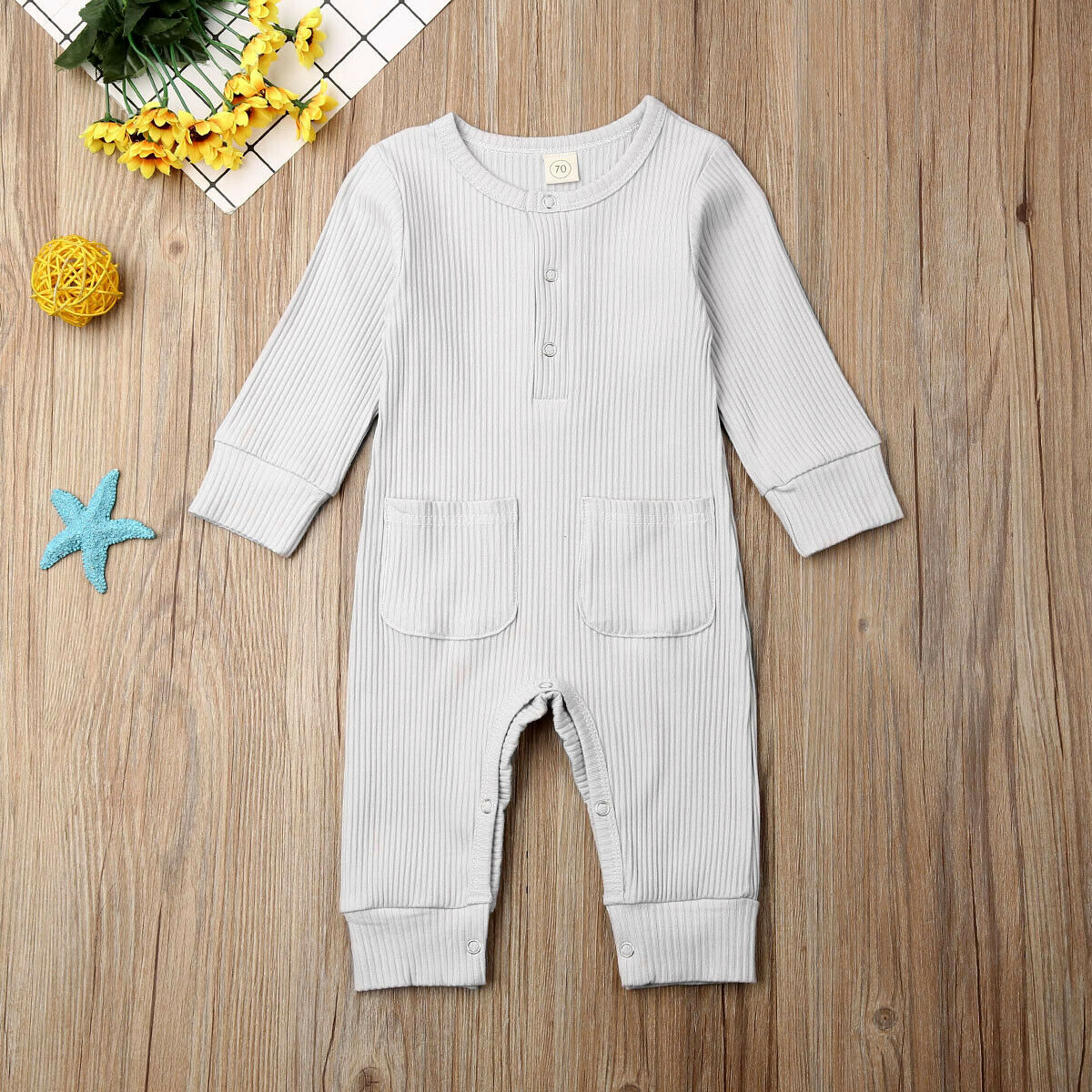 Herfst Winter Baby Kids Jongens Baby Lange Mouw Romper Jumpsuit Katoen Kleding Outfit Set 0-24M: Light grey / 90