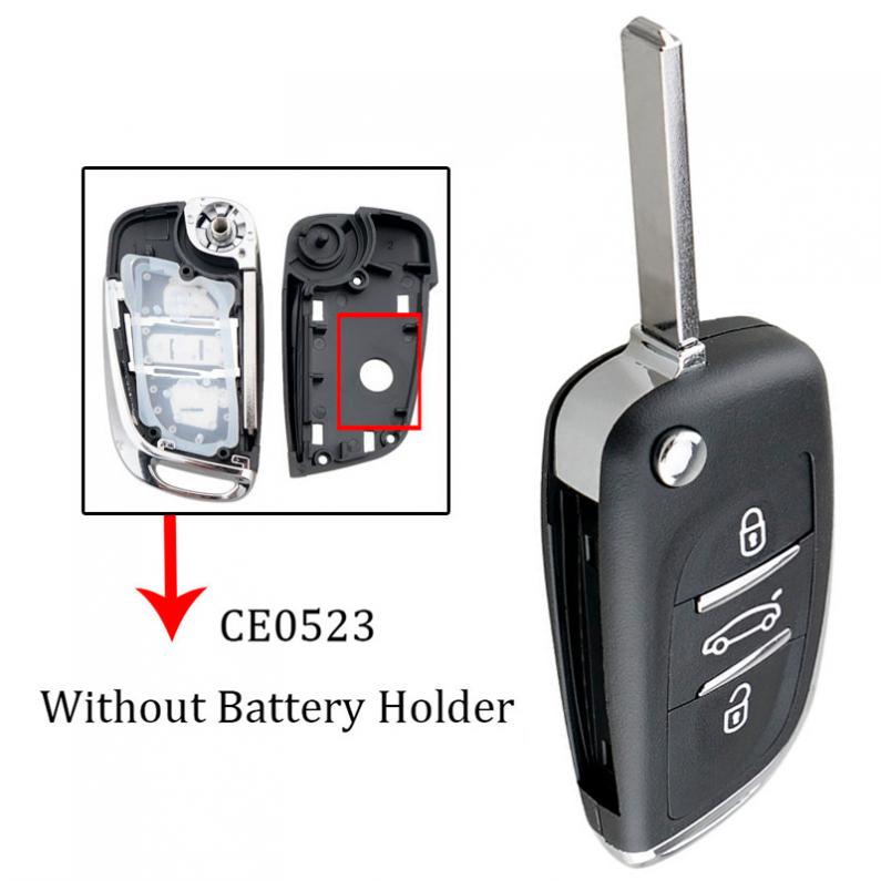 3 Buttons CE0523 Modified Flip Folding Key Shell with VA2 Blade Fit for Peugeot 306/407/807