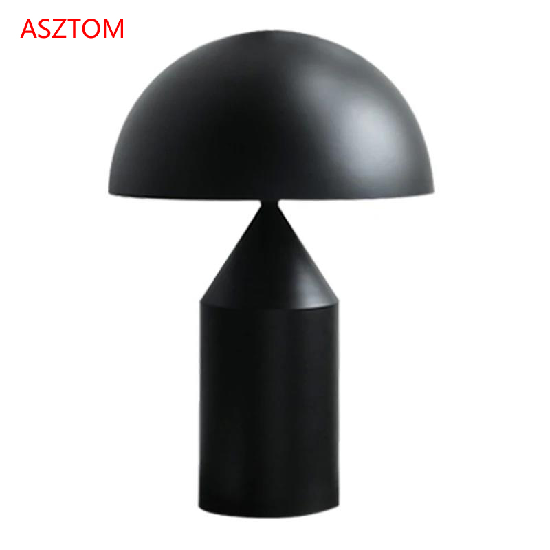 Dia25cm Black White Gold table Lamp mushroom Lamp for Bedroom Study Living Room Decoration Desk lamp: black / black