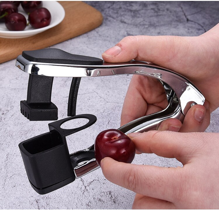 1 pieza de picadora de cereza de acero inoxidable, fácil dátil rojo, semillas de aceitunas, removedor de Corer, triturador de piedras para exprimir, utensilios de cocina QA 090