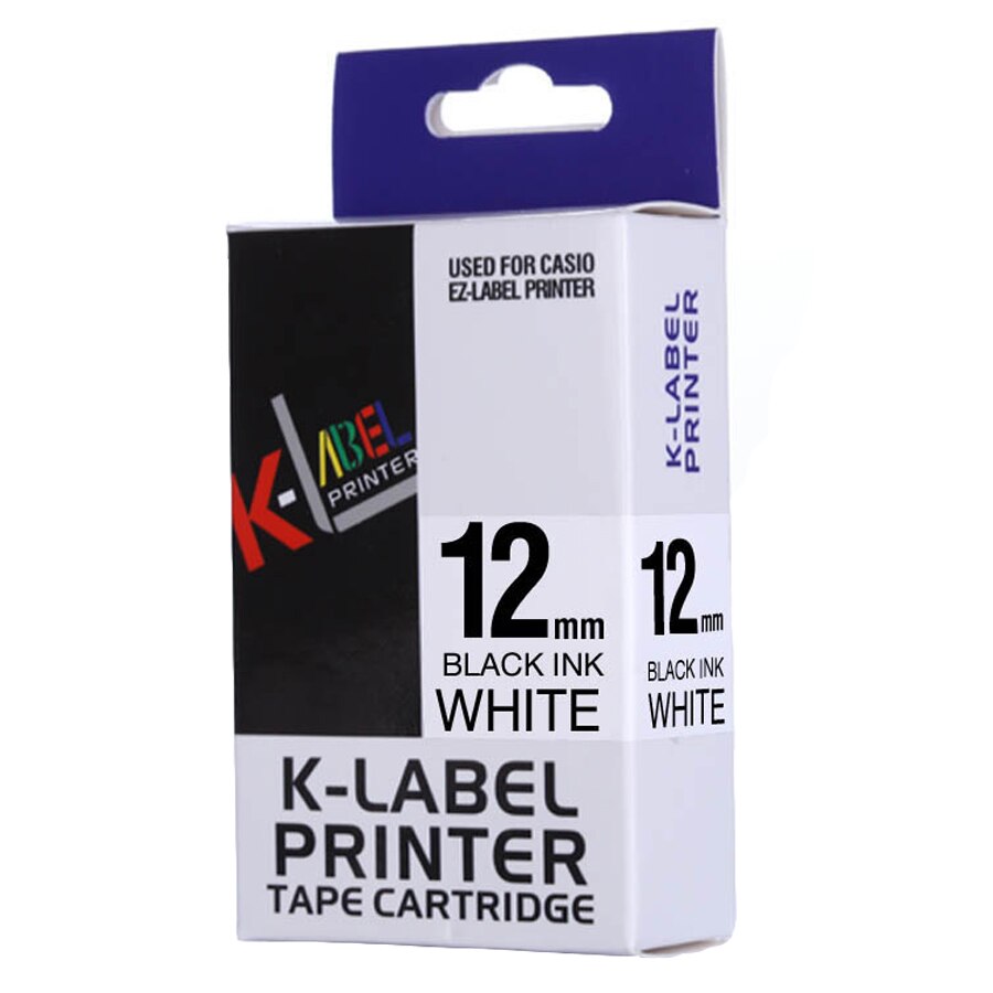 CIDY 10pcs Compatible XR-12WE XR12WE 12mm Black on White Tape Cartridge for Casio label maker KL-120 KL-100 KL-780 KL1500