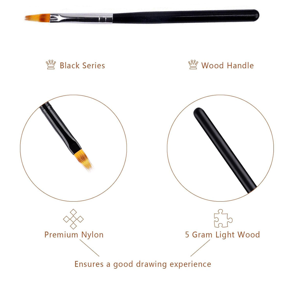 1 cepillo de uñas degradado suave, pintura de dibujo negro plateado, cepillo ombré de pelo de nailon, cepillo de uñas de Gel UV degradado DIY