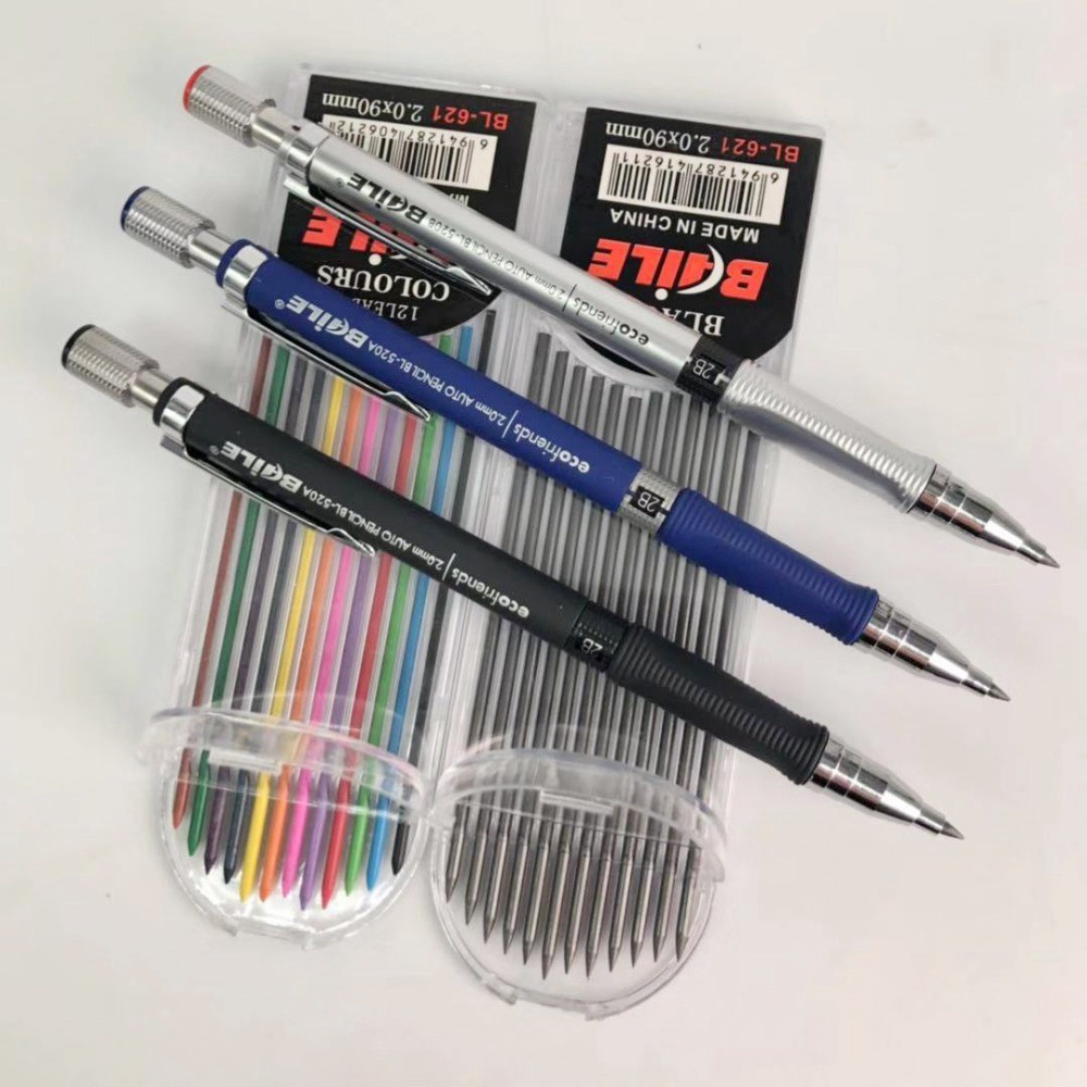 Hochwertiger Druckbleistift, umschaltbares Zeichnen ohne Anspitzen, 2,0 mm Bleistiftmine, Farbe, Kawaii-Studie-Testzubehör
