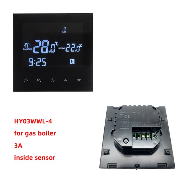 AC220-240V Weekly Programmable Electric/Water/Boiler Temperature controller WiFi LCD Touch Screen Time Display Thermostat: Boiler no Wifi