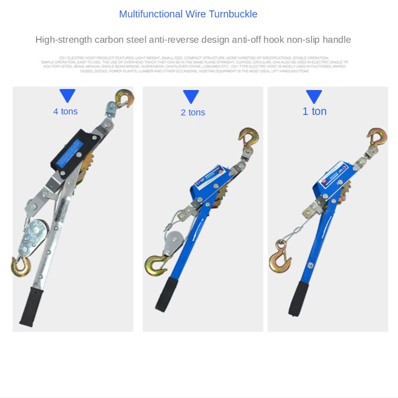 Handmatige Hendel Takel Hoge Carbon Staaldraad Tightener Duurzaam Antitrust Multifunctionele Dubbele Haak 1T/2T/4T Kraan Draad Draai Tool