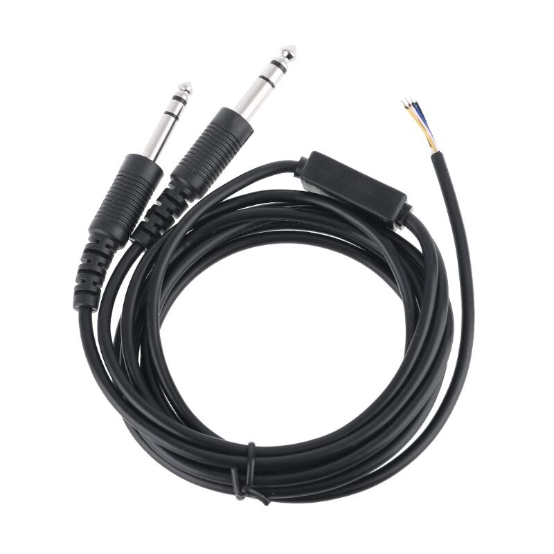 200cm DIY Aviation Headset Dual-plug Aircraft Headphones Replacement Cable Line