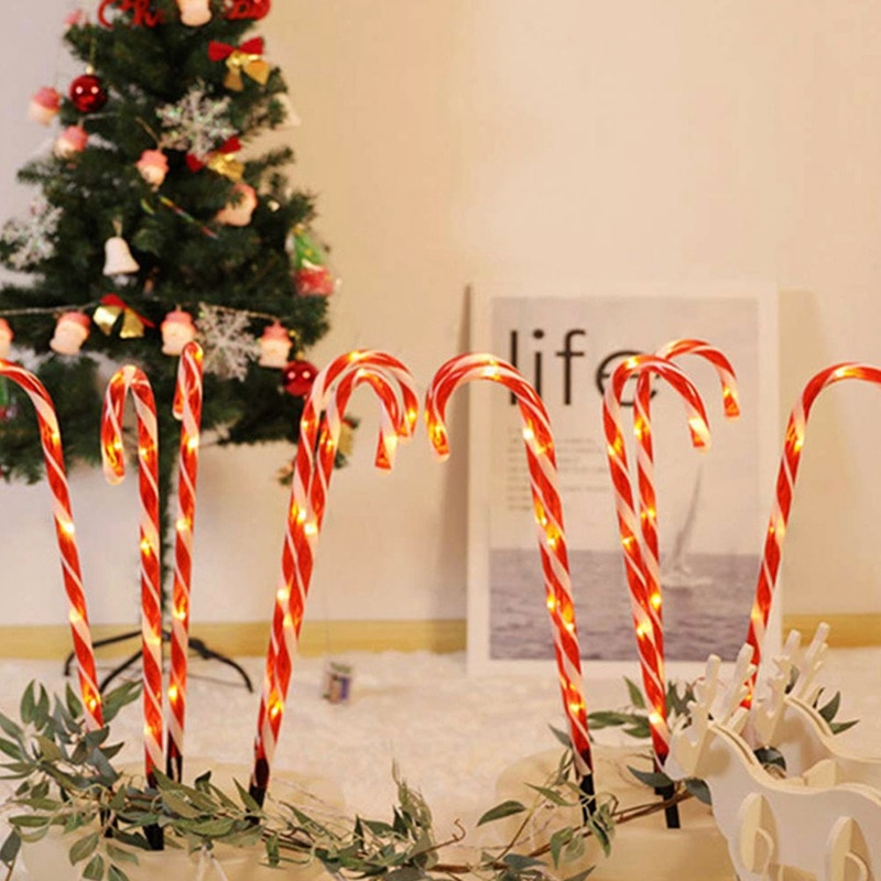 10 stk juleslik stok lys led juletræ dekorative lys vores dør og indendørs usb genopladelige paraply håndtag lys