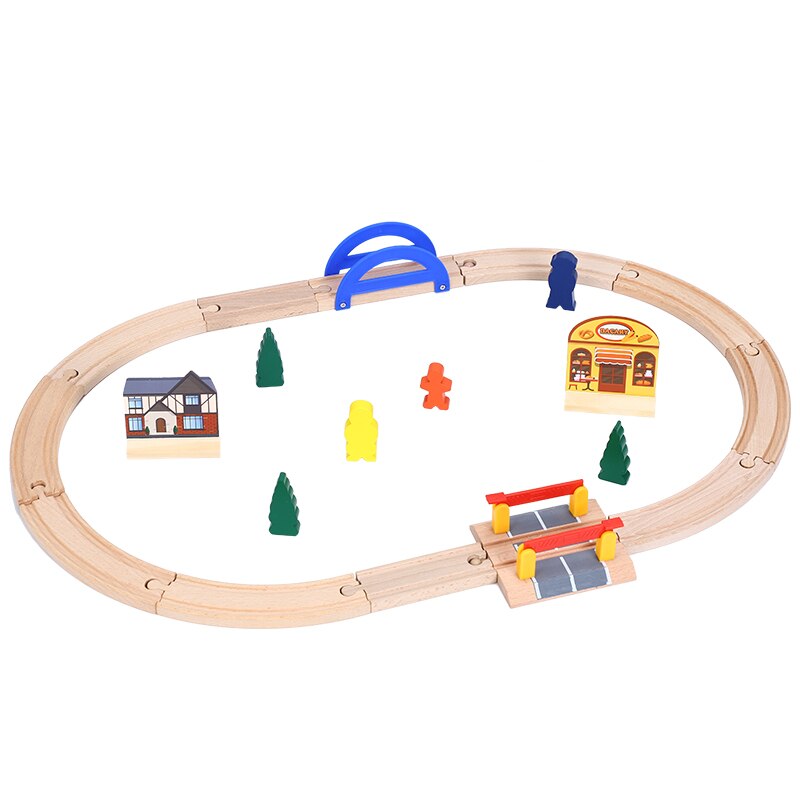 Ferroviarie di legno Giocattolo Semplice Set Per Bambini Giocattoli Compatibile con I Principali di Marca Pista Blocchi di Puzzle Giocattoli Educativi Per I Bambini