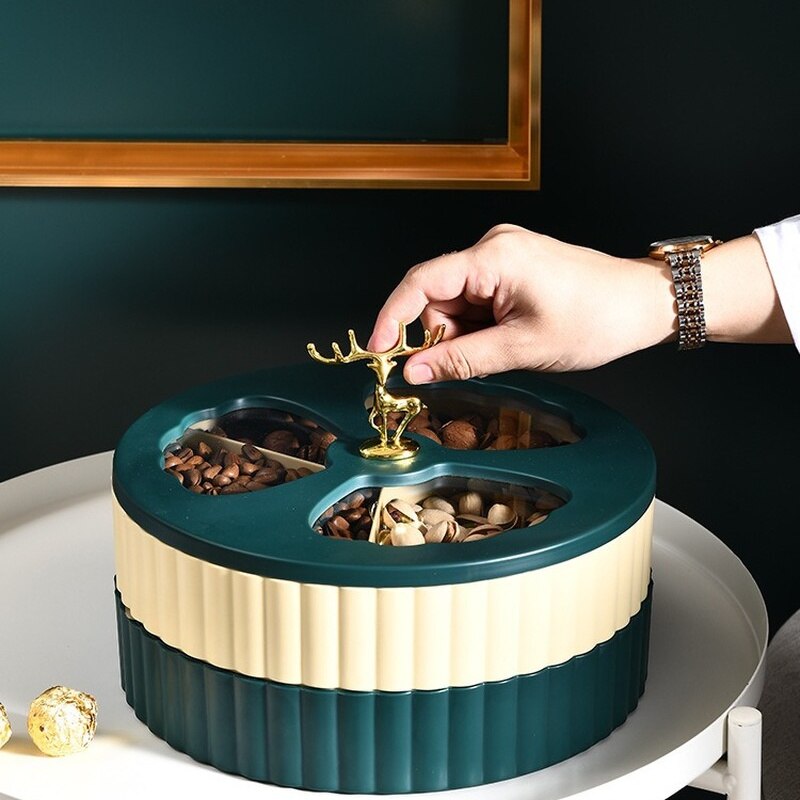 Light Luxury Storage Box Elk Dried Fruit Box with Lid Snack Melon Seed Tray Living Room Nut Box Fruit Organizer Storage