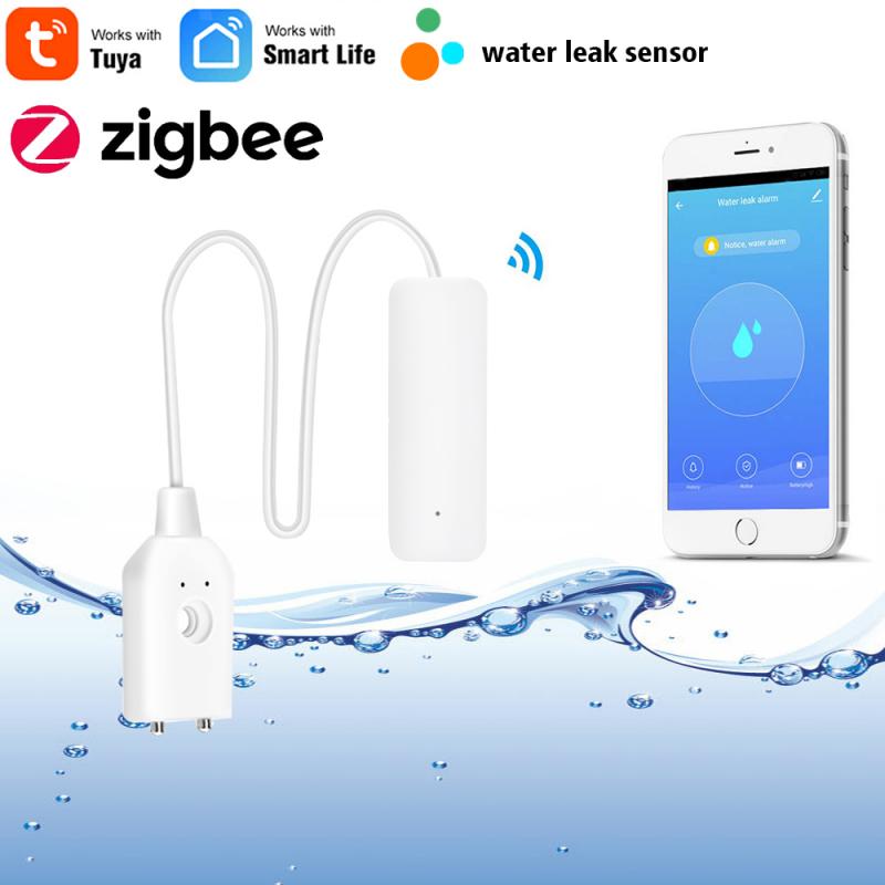 Tuya Zigbee Smart Wifi Water Leak Alarm Overflow Security Alarm System Smart Life APP Remote Control Work With Alexa Google Home