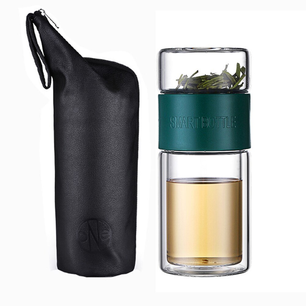 200ml glass vannflaske med posere høy borosilikat dobbelt te vannflaske infusjonstumbler drinkware smarte flasker te filter: G314636