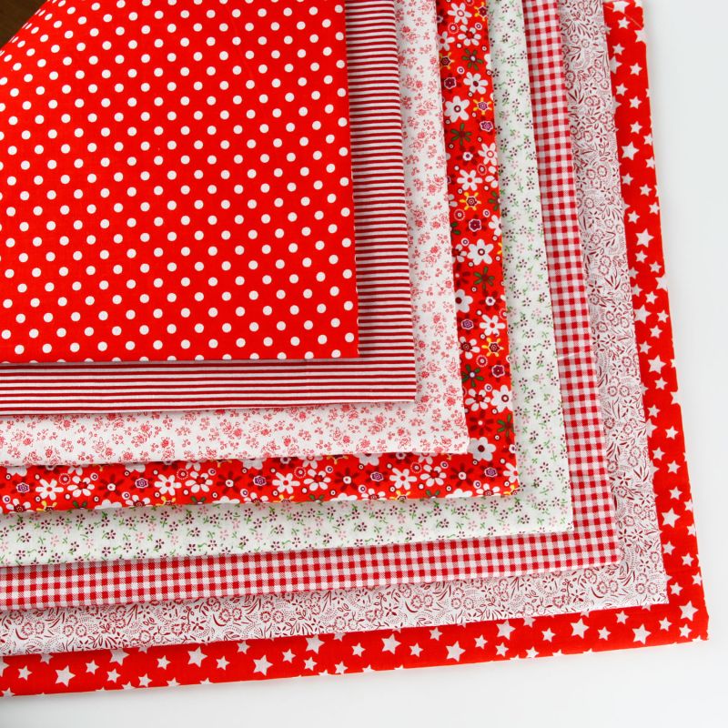 50 x 50cm 100% cotton fabric floral print fabric for DIY sewing patchwork Mixed Style cloth material: 8pcs in one red