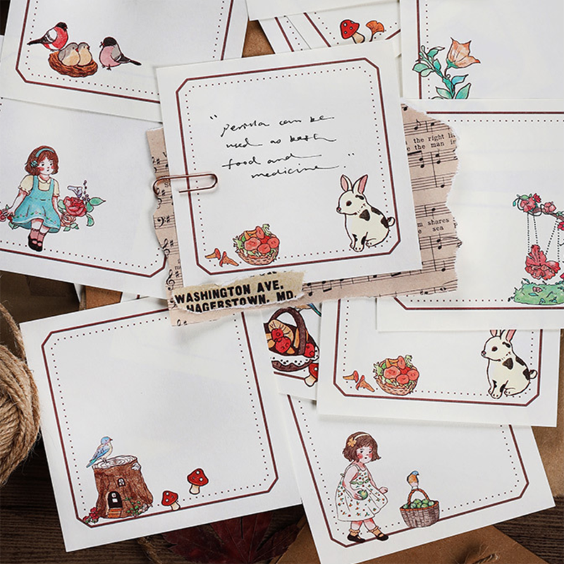 30 Pages /Pack Retro Paper Memos Country Forest Series Simple Memo Pads Message Bacis Material Paper