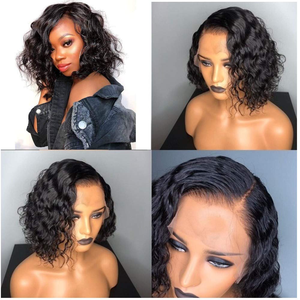 Dlme Zwarte Afro Krullend Synthetische Lace Front Pruik Voor Zwarte Vrouwen Hittebestendige Haar Kort Krullend Pruik