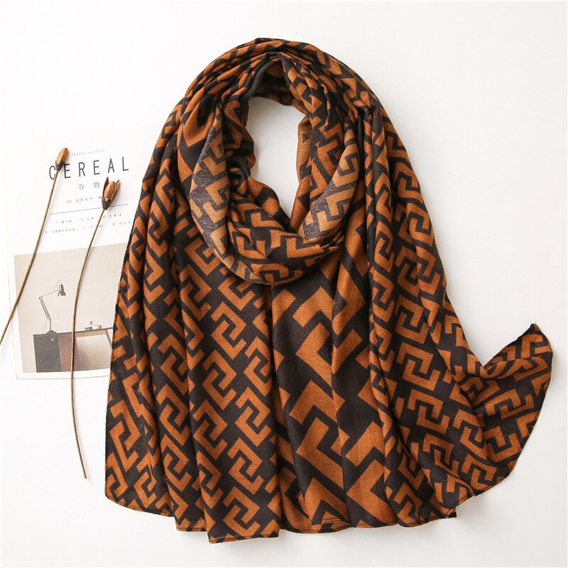 Écharpes automne-hiver pour femmes, châles et écharpes, hijab géométrique aztèque, étole, pashmina, foulards en coton d'hiver musulmans: 2