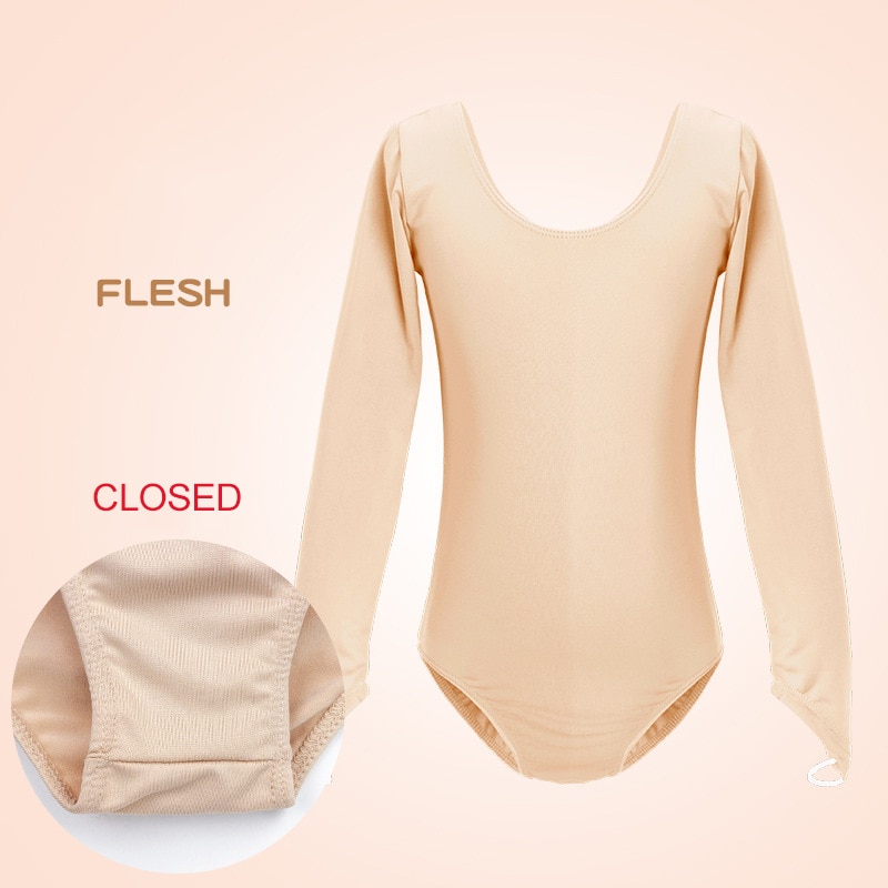 Børn barn o-hals langærmet bodysuit piger hud nøgenfarvet langærmet nøgen ballet trikot voksne opvarmning dans undertøj