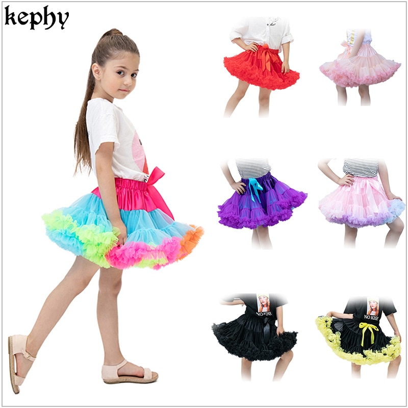 Kephy girl tutu nederdel tyl nederdel fluffy pettiskirt til lille pige 0-10t,  farver tilfældig frigivelse