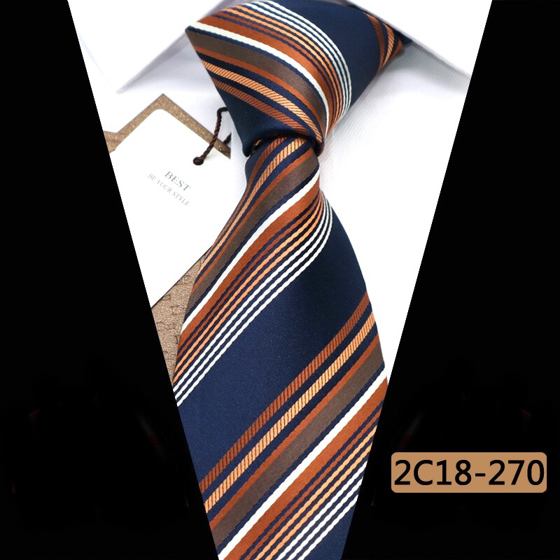Yishline mænd slips 16 farve stribet business slips herre slips 8cm jacquard bryllup corbatas til hombre tilbehør: 2 c 18-270