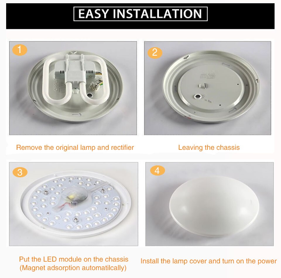 Led modul lys ac /dc 12v 24v 36v 50v 24w energibesparende udskift loftslampe lyskilde bekvem installation