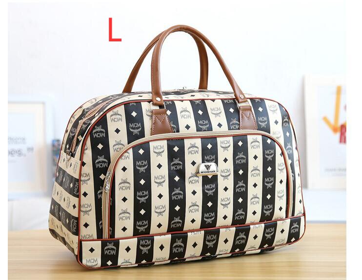 hand travel bag large capacity duffel bag PU leather big bag waterproof short-term travel shoulder bag female: L6